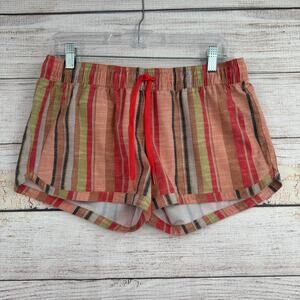 prAna Mariya Striped UPF Beach Shorts Womens Small Pink Green Orange
